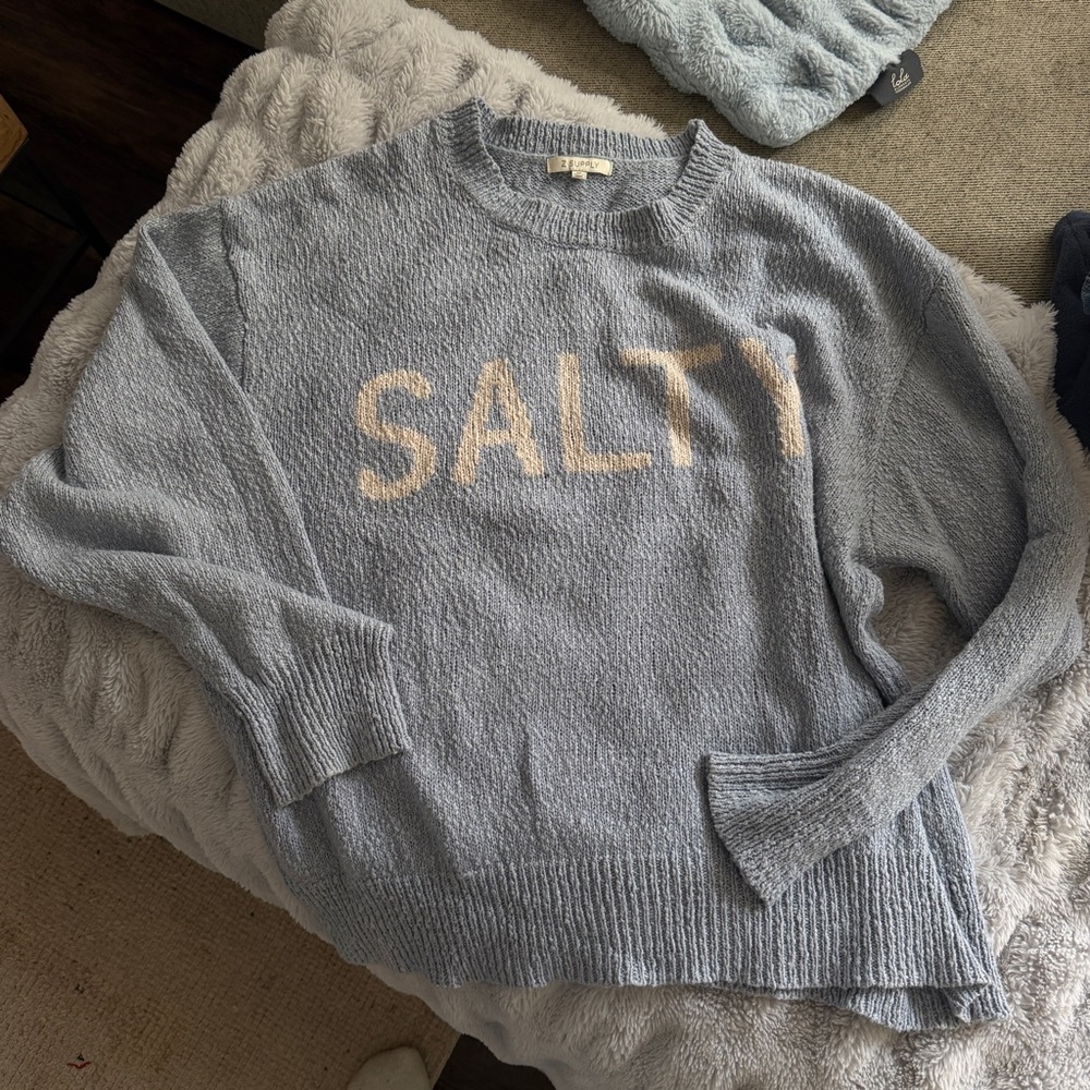 Z Supply Light Gray 'SALTY' Sweater